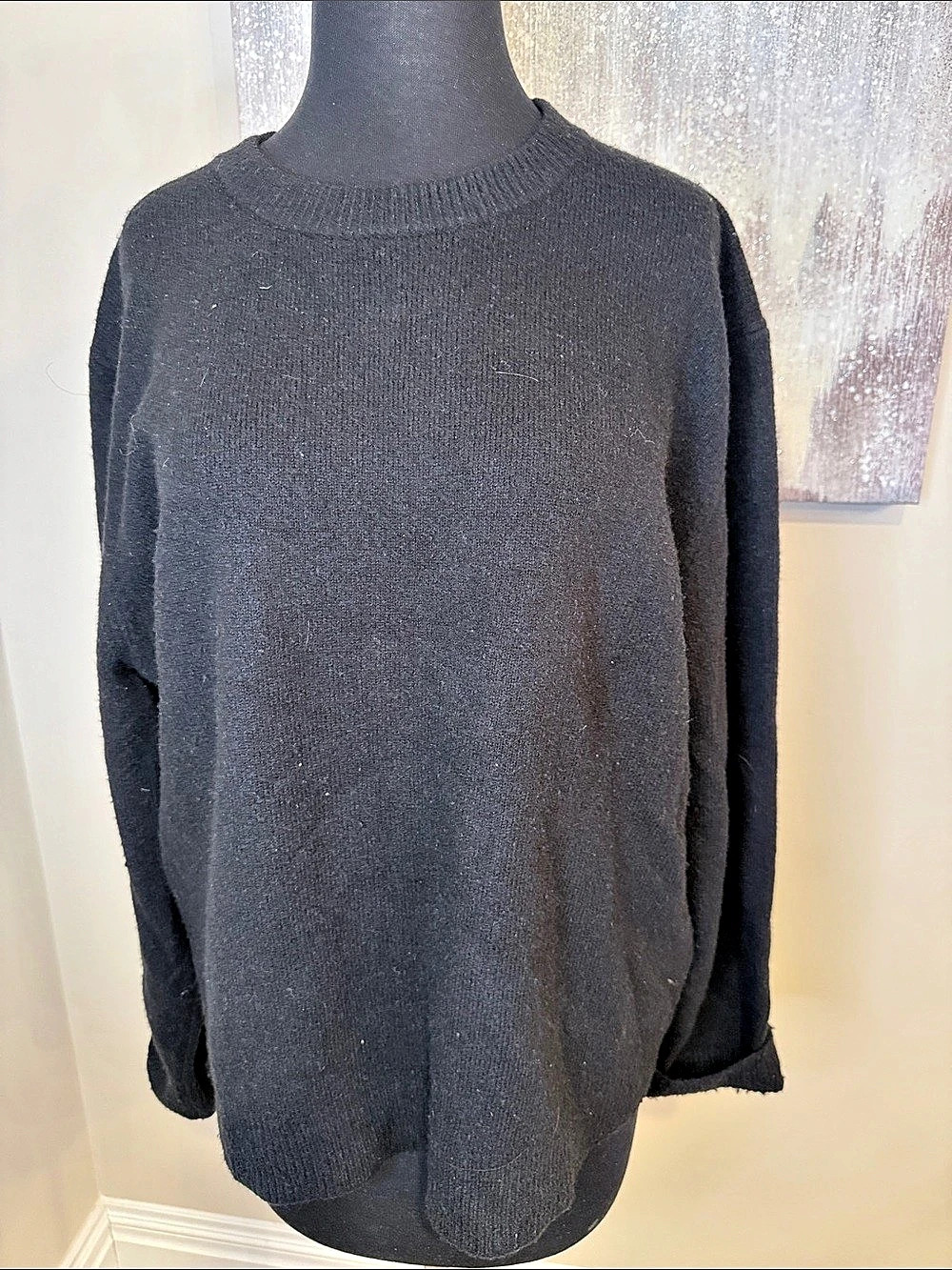 French Connection Crew Neck Sweater in Black Size Medium